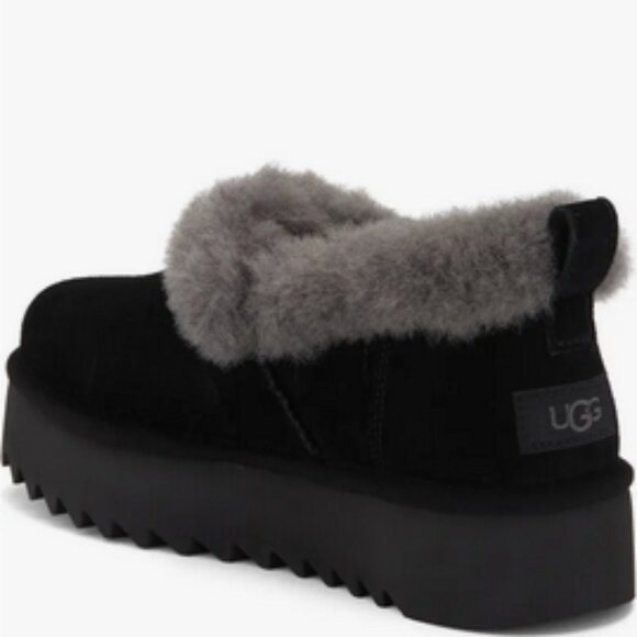 UGG Nita Black Suede Platform Slipper Sz: 7 - Picture 2 of 11